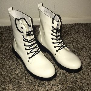 White Combat Boots